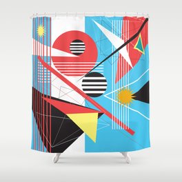 Abstract multi-colored background of geometric objects Shower Curtain