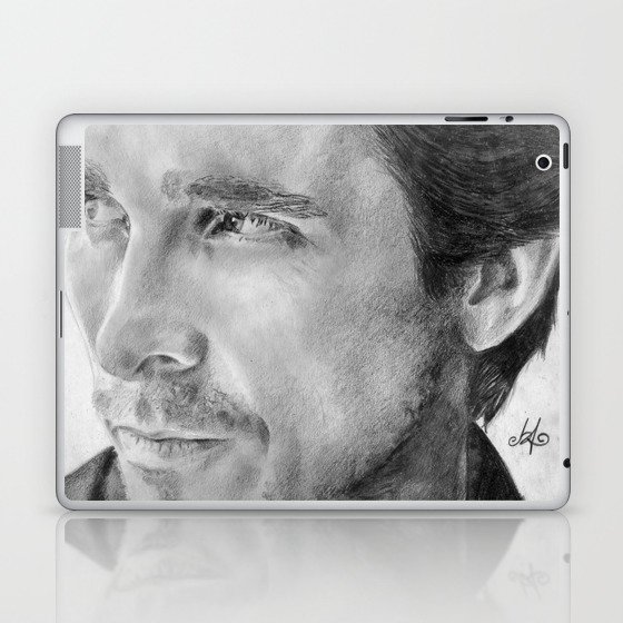 Christian Bale Traditional Portrait Print Laptop & iPad Skin