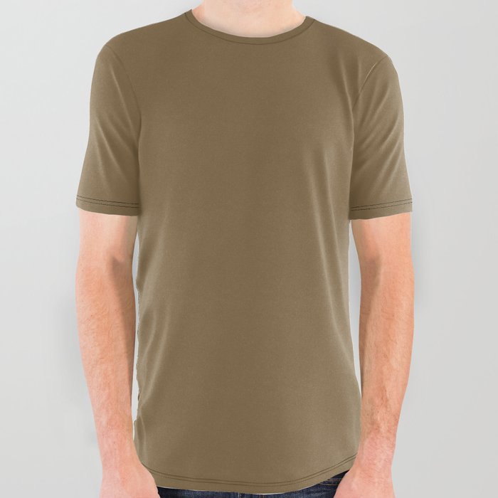 Dark Autumn Brown Solid Color Pairs PPG Seasoned Acorn PPG1096-7 - All One Single Shade Hue Colour All Over Graphic Tee