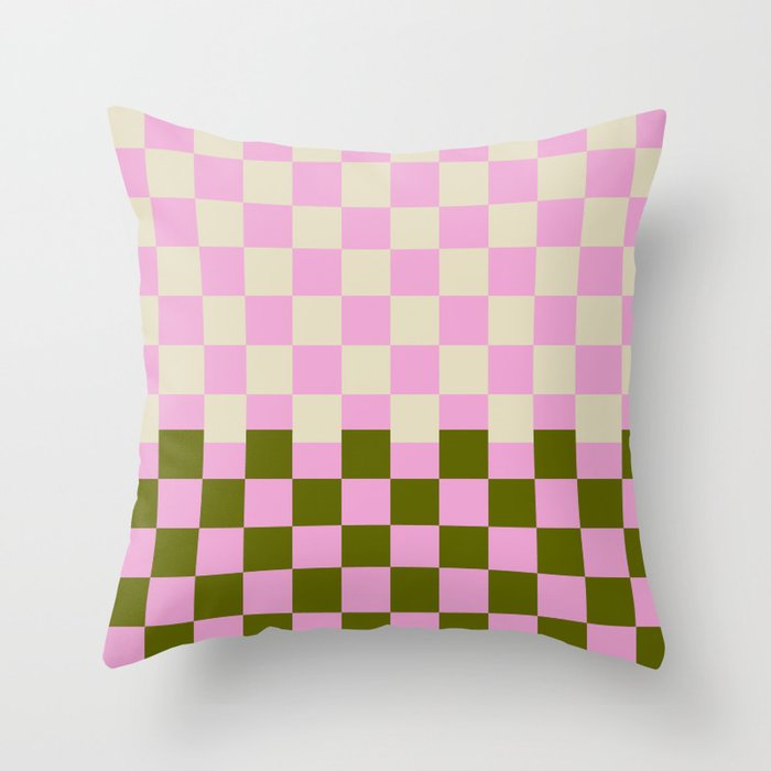 Retro Abstract Checker Squares Pattern Throw Pillow