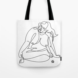 Curvy Woman Body Positive art Female One Line art Minimalist Nude Figure Tote Bag