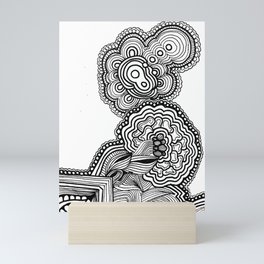 Black and White Flower Brain Mini Art Print