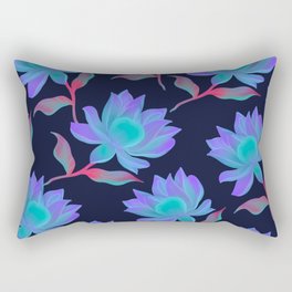Blue Flowers Aglow Rectangular Pillow