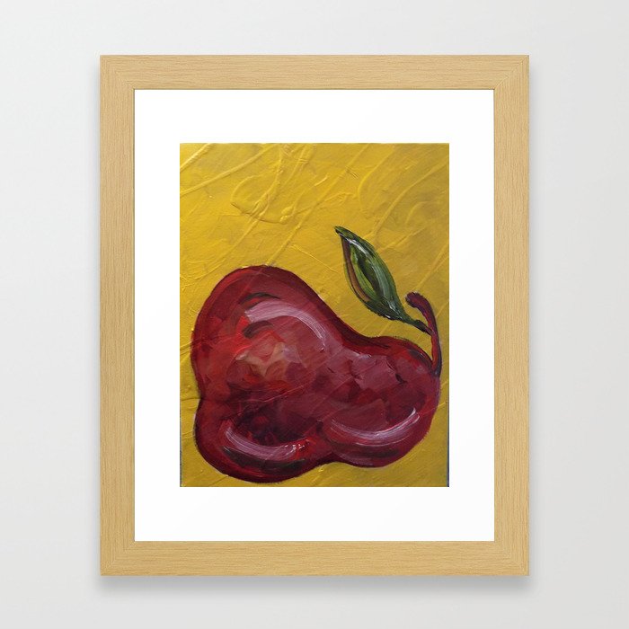 Red Pear Yellow Framed Art Print