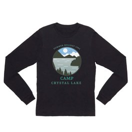 Camp Crystal Lake Retro 80s Slasher Horror Halloween Design Long Sleeve T Shirt
