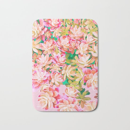 Cactus Fall - Pink and Green Bath Mat