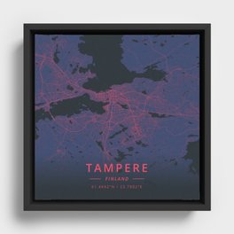 Tampere, Finland - Neon Framed Canvas