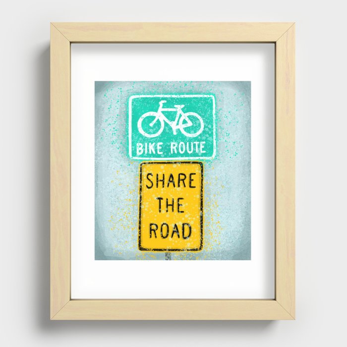 Bike Route Sign Recessed Framed Print