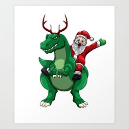 Santa Claus T rex Christmas Dinosaur Xmas Art Print | Graphicdesign, Rex, Dinosaur, T Rex, Christmas, Santaclaus, Reindeer, Nicholas, Santa, Antler 