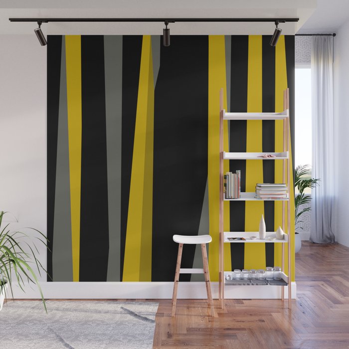 Yellow Gray And Black Wall Mural By Christyleigh Society6