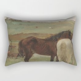 Horses in a Meadow Rectangular Pillow