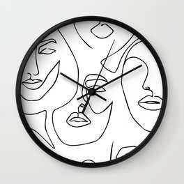 LINE ART FACES 001. minimalist wall art, face line art, continuous line art, one line drawing Wall Clock | Abstract Art, Blackandwhite, Seamless Pattern, Singlelinedrawing, Portrait Print, Framedartprint, Hand Drawing, Drawing, Home Decor, Digital Downloads 