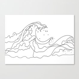 Minimal Line Art Ocean Waves Canvas Print