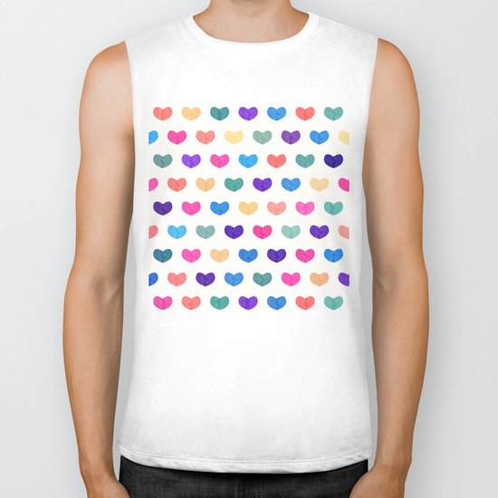 Colorful Cute Hearts III Biker Tank