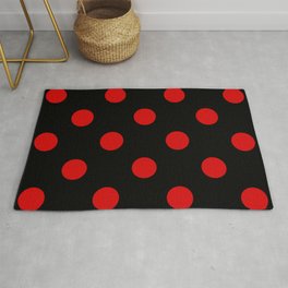 Romantic Gothic XX Large Red on Black Polka Dots | Rug
