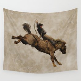 Western-style Bucking Bronco Cowboy Wall Tapestry