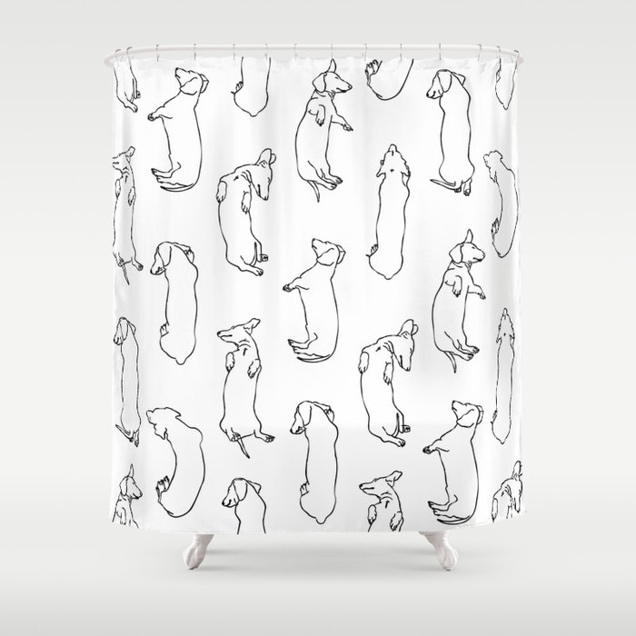 Dachshund Sleep Study Pattern. Sketches of my pet dachshund's sleeping positions. Shower Curtain