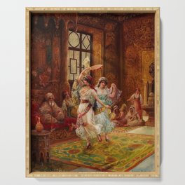 belly dancers in Arabia (vintage painting) Serving Tray