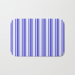 [ Thumbnail: Lavender & Blue Colored Pattern of Stripes Bath Mat ]