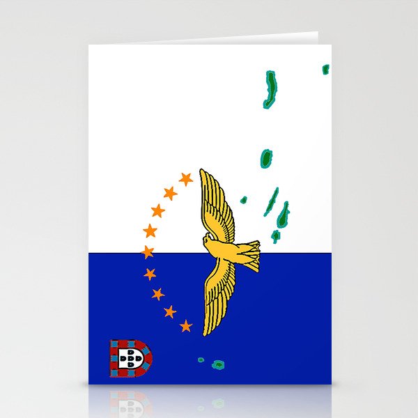 Azores Flag With Map Of The Azores Islands Stationery Cards By