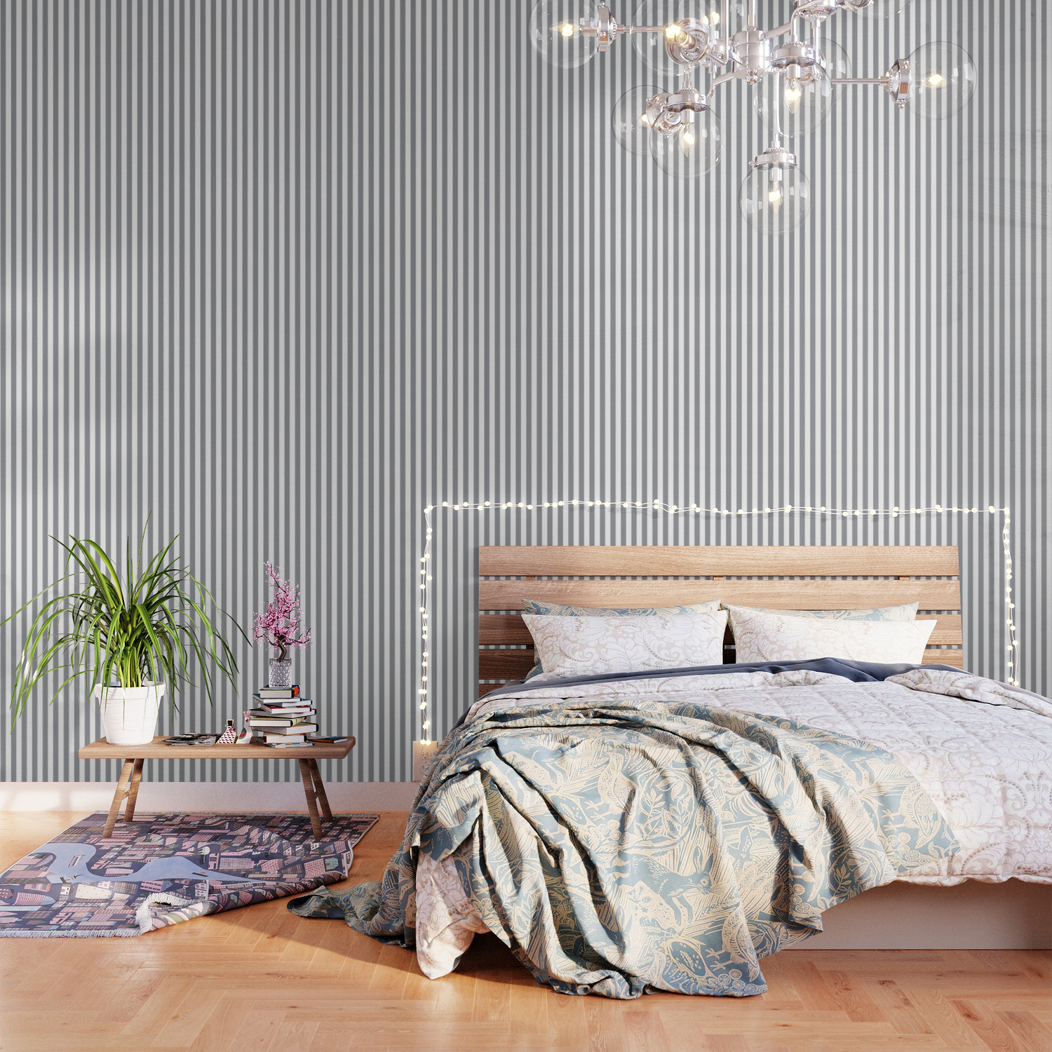Vertical Grey Stripes Wallpaper By Coolfunawesometime Society6
