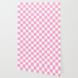 Pink & White Checkered Pattern Wallpaper