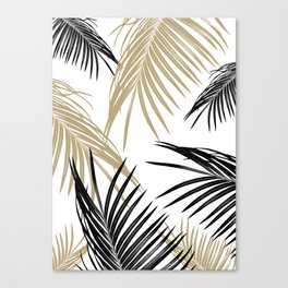 Gold Black Palm Leaves Dream #1 #tropical #decor #art #society6 Canvas Print