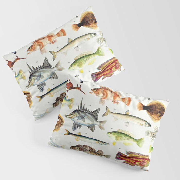 Illustrated Colorful Southern Pacific Exotic Game Fish Identification Chart No. 2 Pillow Sham