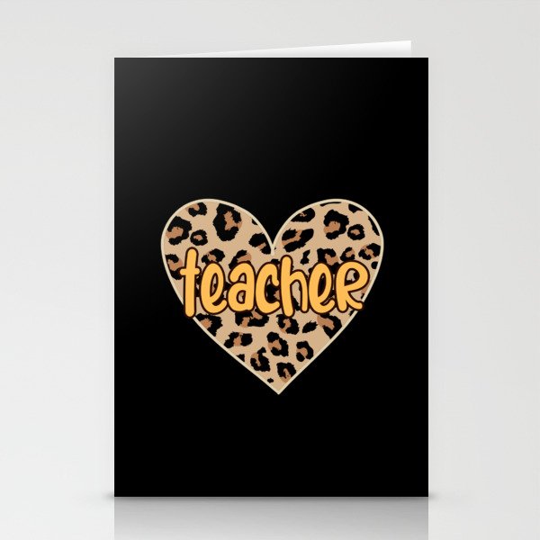 Teacher leopard heart for female teacher Stationery Cards