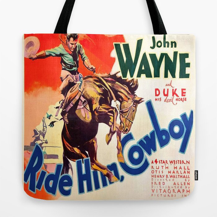 Retro Western Cowboy - Large Tote Bag - Purse - Handbag