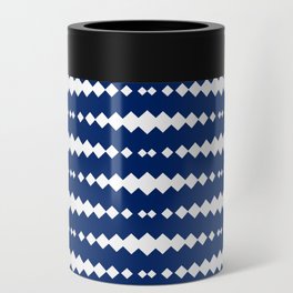 Blue and White Geometric Horizontal Striped Pattern Can Cooler