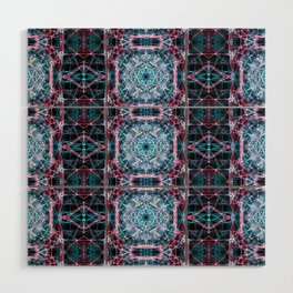 Liquid Light Series 74 ~ Blue & Red Abstract Fractal Pattern Wood Wall Art