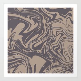 Liquid Contemporary Abstract Volcanic Glass and Plaza Taupe Cafe Brown Swirls - Retro Liquid Boho Preppy Groovy Swirl Pattern Art Print