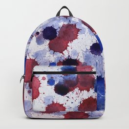 Abstract watercolor design in red, blue and white colors. Blots and drops. Backpack | Digital, Painting, Vectorimage, Colorfuldesign, Artworkforclothes, Printablewatercolor, Pattern, Blueandwhite, Watercolor, Universaldesign 