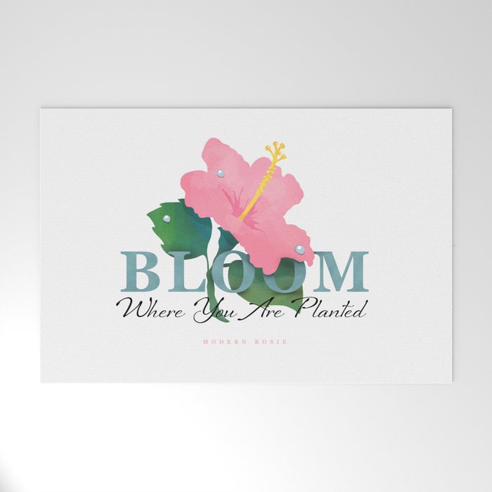 Pink Hibiscus - Bloom Where You Are Planted Welcome Mat