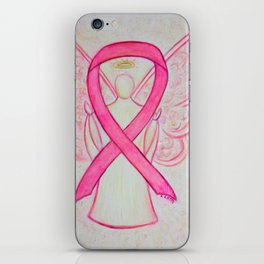 Pink Breast Cancer Awareness Ribbon Angel Art Painting iPhone Skin