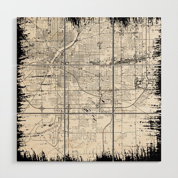 Rockford, USA - Vintage City Map Wood Wall Art