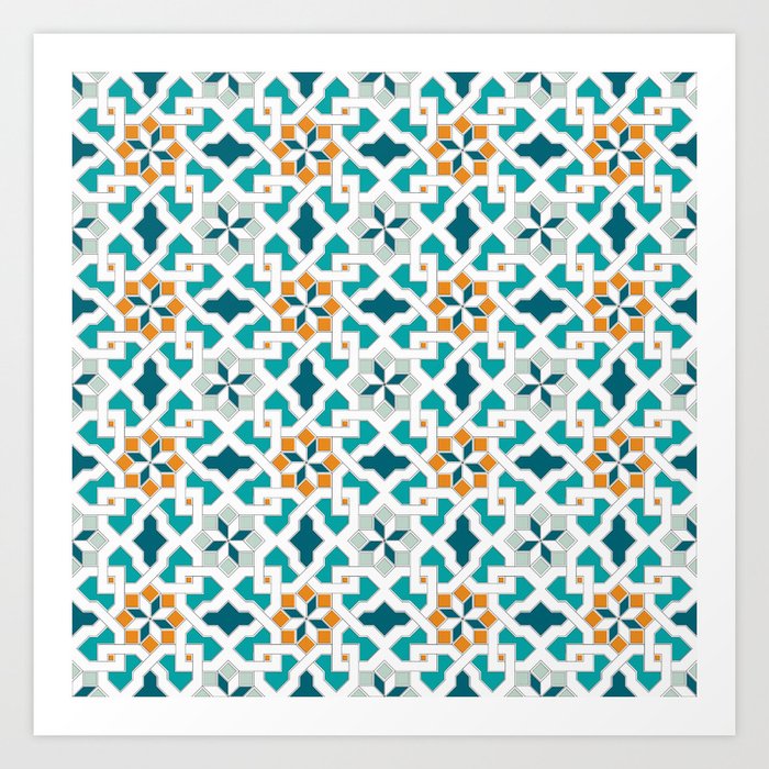Geometric Pattern Oriental Style Blue Color Set Traditional Geometric Pattern Oriental Style Blue