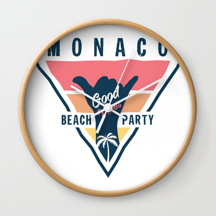 Monaco beach party Wall Clock