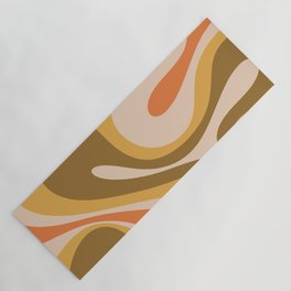 Mod Swirl Retro Abstract 60s 70s Pattern Brown Mustard Orange Beige  Yoga Mat