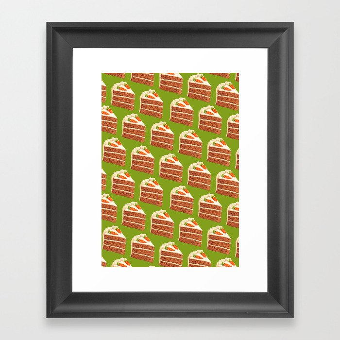 Carrot Cake Pattern - Green Framed Art Print