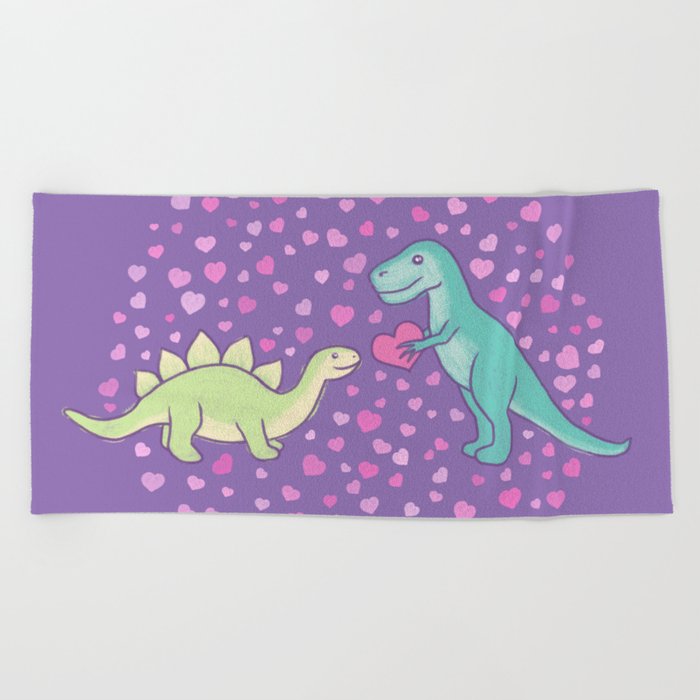 Dino Dinosaur Color Pattern Cute All Over Beach Towel 