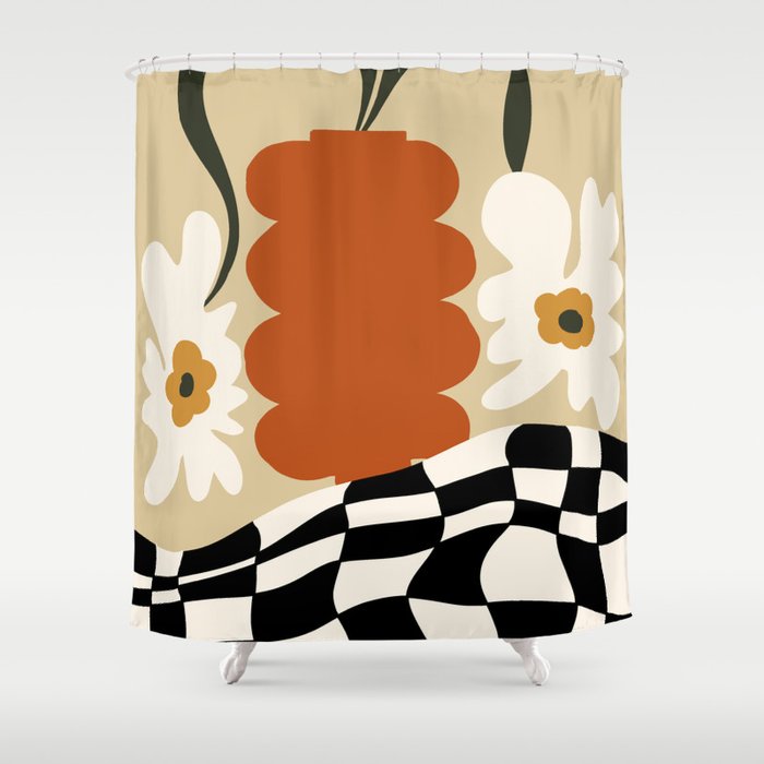 Vintage matisse floral check  Shower Curtain