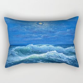 oil painting showing waves in ocean or sea on canvas Rectangular Pillow