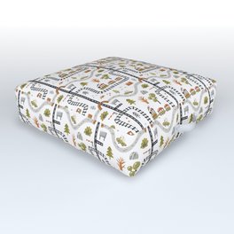 Railroad and Trains Map Outdoor Floor Cushion