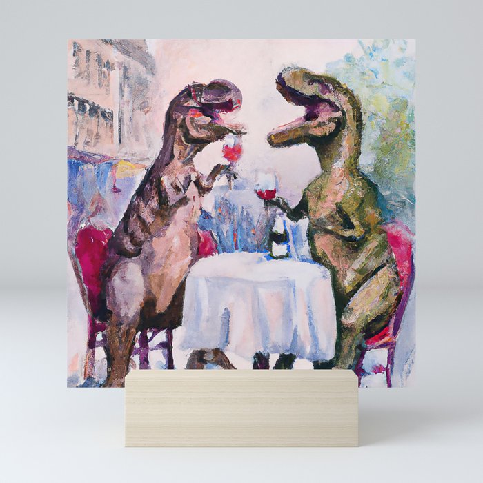 T-Rex couple date night Mini Art Print