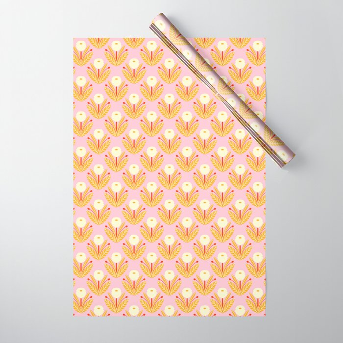 Happy White Dahlias - Pattern Wrapping Paper