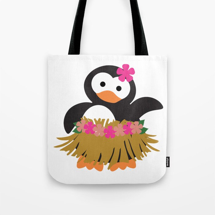 Cute hawaian penguin Tote Bag