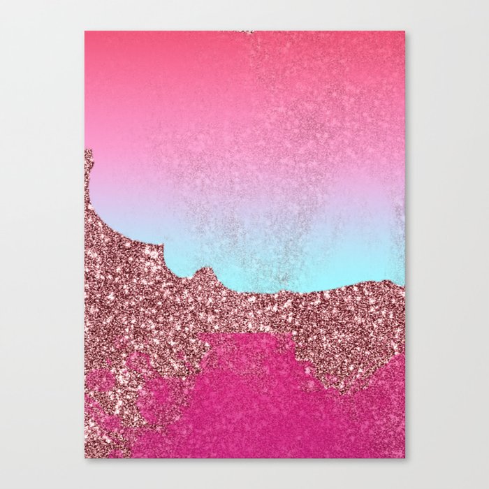 Pink and Metallic Watercolor  Canvas Print