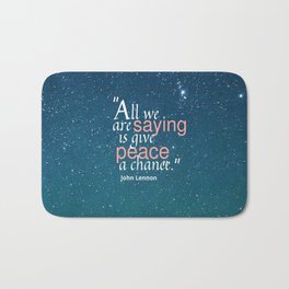 Peace In Our Time Bath Mat | Typography, Salmon, Famoussayings, Teal, Quotations, Graphicdesign, Digital, Peace, Blue 